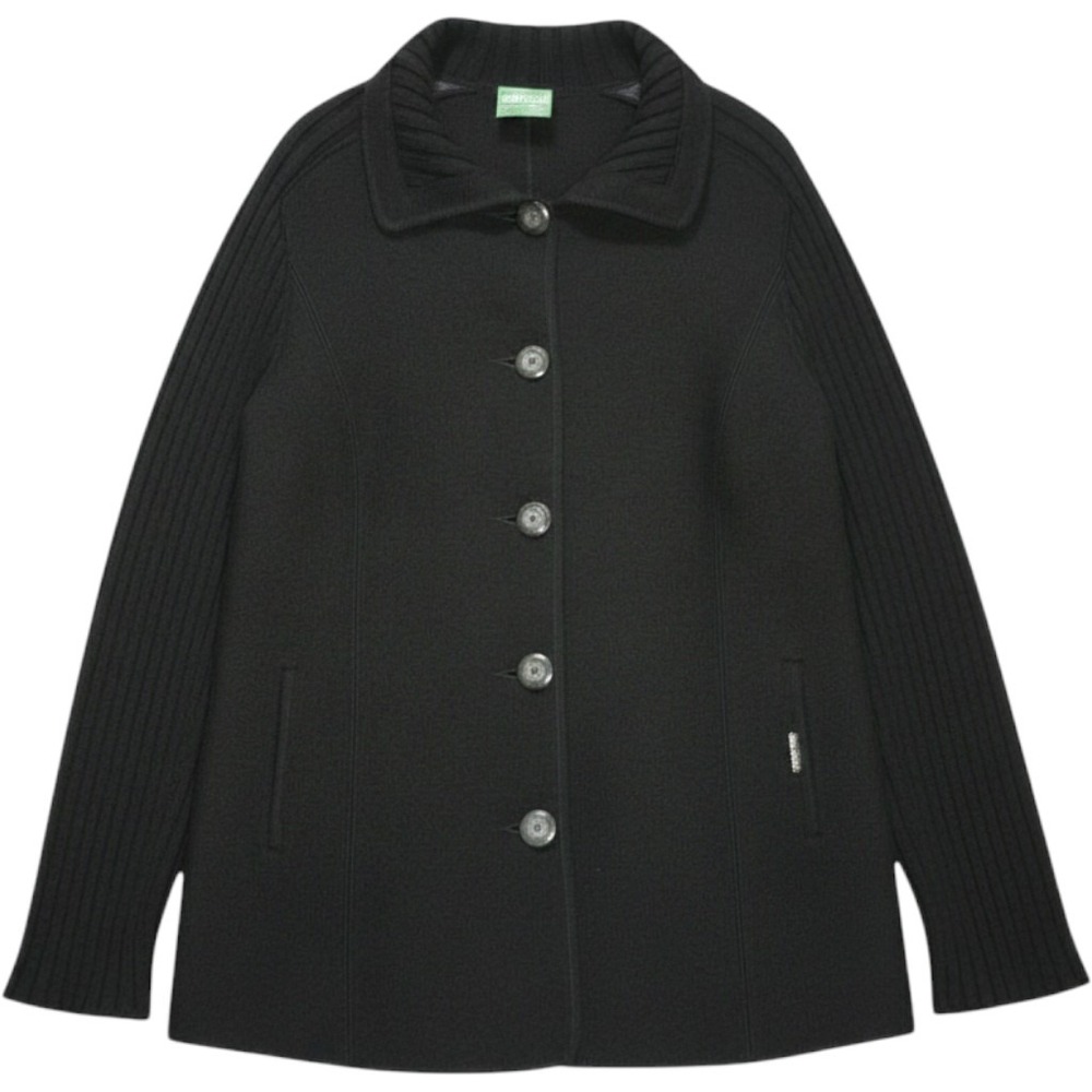 VTG Geiger Austria Womens 40 Black Pure New Wool Sweater Jacket Mountain Chic